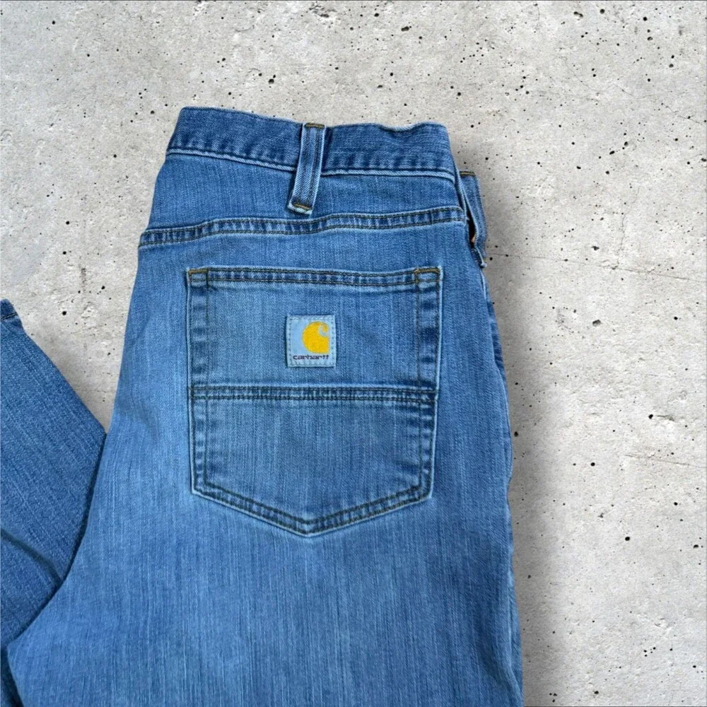 Carhartt Mens Relaxed Fit Straight Leg Jeans 34x34 Blue Denim Workwear Pants